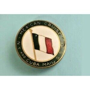Vintage New York & Cuba Mail SS Co Ward Line Mexican Cruise Enamel Pin Pinback